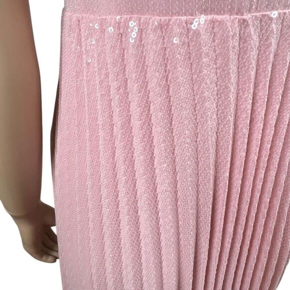 Zara Woman Pink Sequin Pleated Midi Dress Size S (043) - Picture 9 of 12
